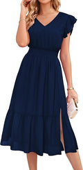 GRACE KARIN Womens Summer Dress V Neck Ruffle Sleeve Tiered Midi 2025