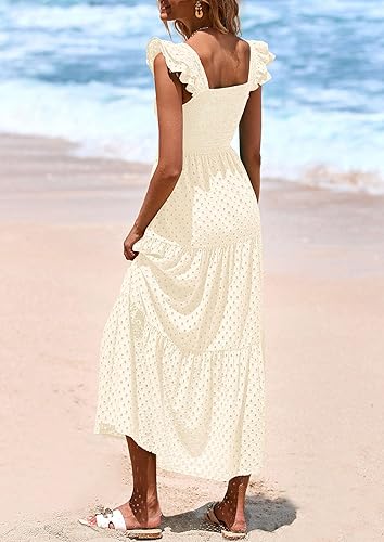 PRETTYGARDEN Women’s Summer Maxi Dress Eyelet Smocked Flowy w/ Pockets