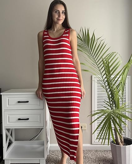 Striped Knit Sleeveless Maternity Dress – Zeagoo Midi Bodycon Sweater