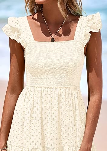 PRETTYGARDEN Women’s Summer Maxi Dress Eyelet Smocked Flowy w/ Pockets